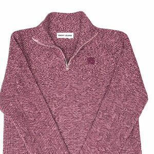 DKNY Women's Marled Quarter Zip Sweater-M